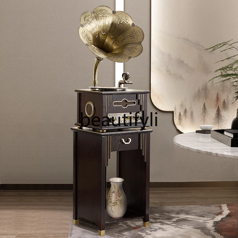 Chinese phonograph living room home retro big speaker vinyl record player old-fashioned antique record player audio ornament
