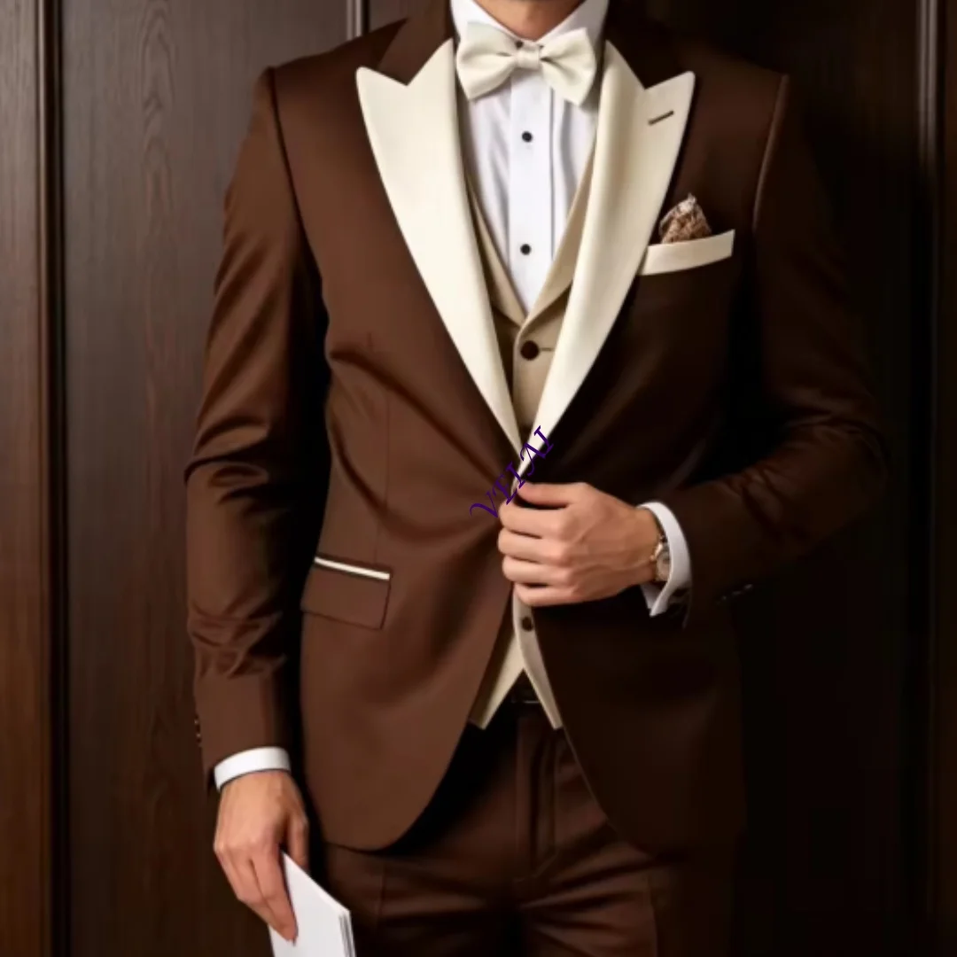 CustomizedBlack Lapel Matcha Green Formal Business Men Suit Groom Groomsman Wedding Party Prom Male Tuxedos 3 Piece Set Blazer V