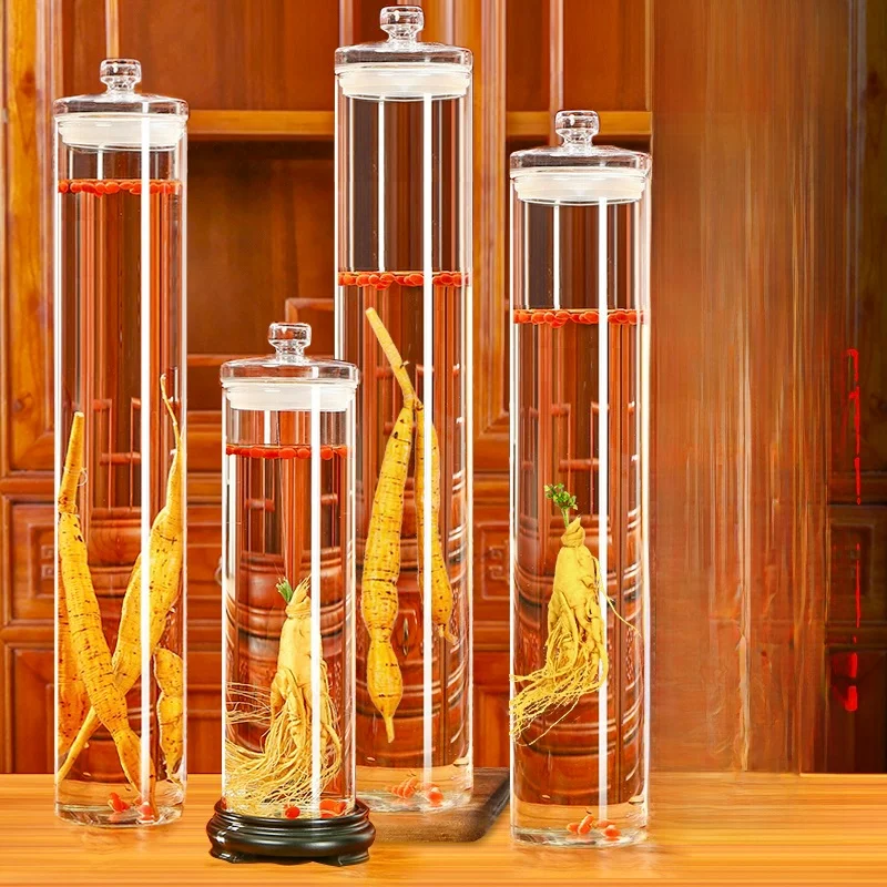 

Thiened Glass Sed Storage Jar for Home Use Brewing Liquor Container Traditional Sle round Cylinder for Ginseng Wine