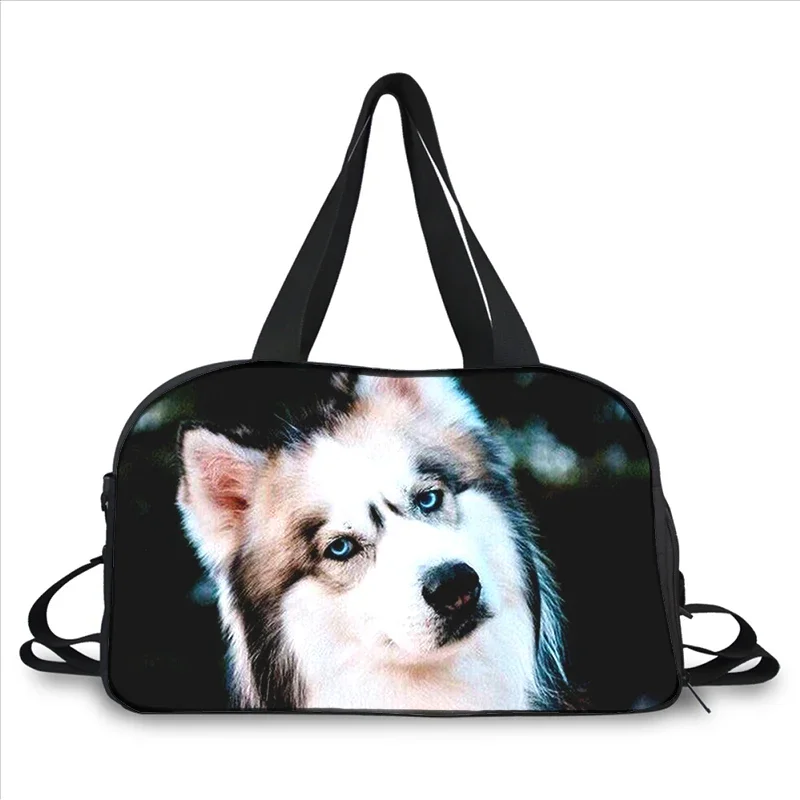 Husky dog funny cool 3D printing fashion trend portable large capacity multi-function messenger bag travel bag