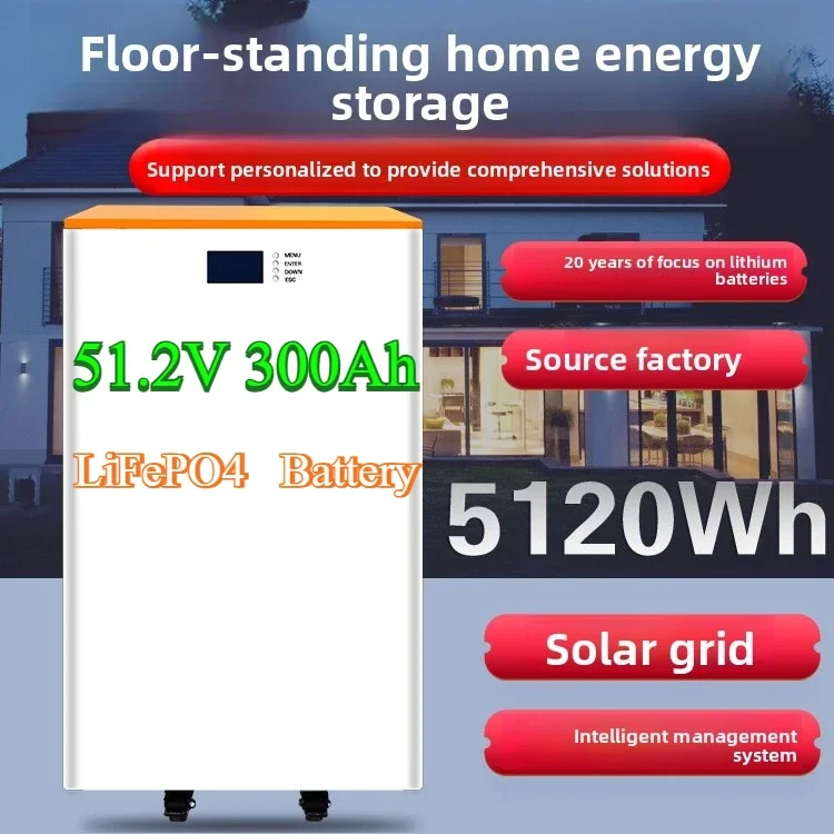 

51.2V 300ah solar off-grid power generation system household energy storage power supply floor-mounted pulley 10 degrees 15KWH
