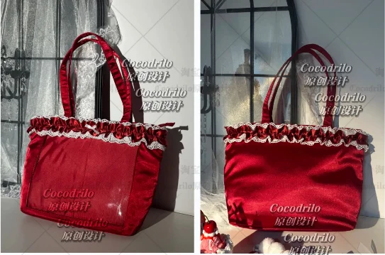 

Fashion Lace Sweet and Cute Lolita Tote Bag Femme 2026 New Japanese Style Girl Casual Elegant Shoulder Bags for Women