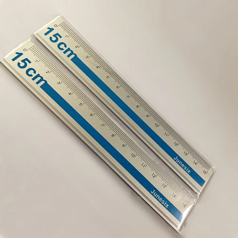 Regla recta de aluminio de Metal de 15cm, herramienta de medición de escala de 15CM, material escolar de oficina, papelería