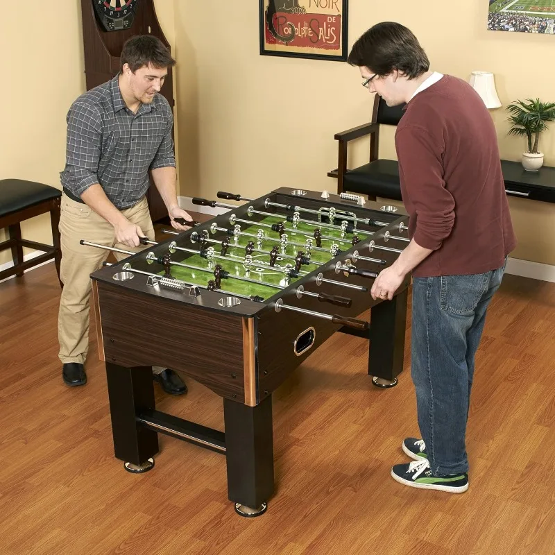 56-Inch Primo Foosball Table, Family Soccer Game with Wood Grain Finish, Analog Scoring and Free Accessories