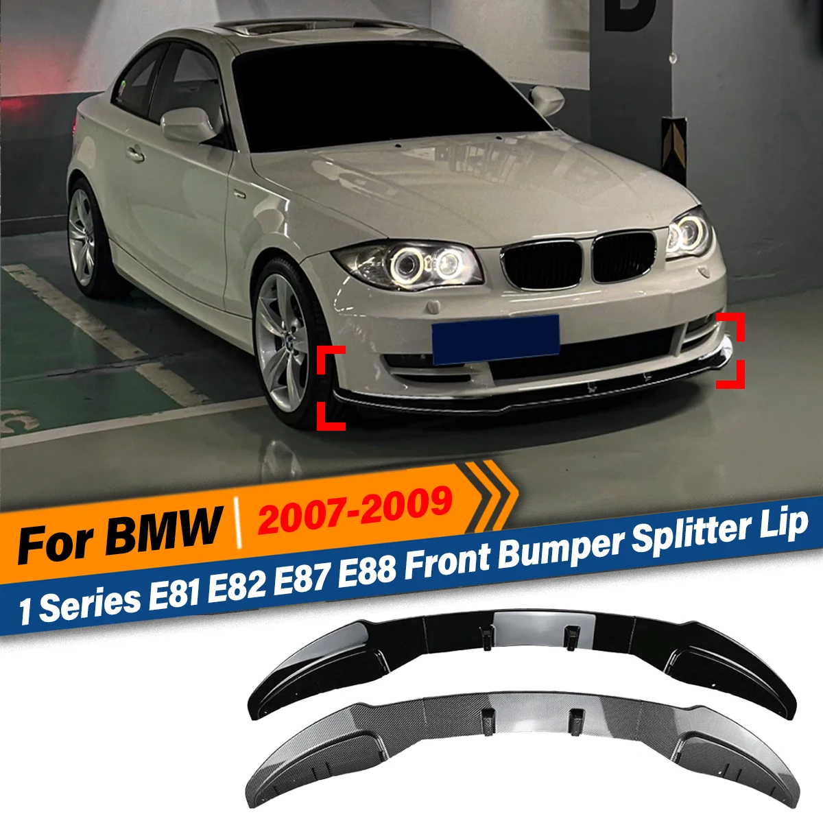 

For BMW 1 Series E81 E82 E87 E88 LCI Standard Model 2007 2008 2009 2010 2011 Automobile Front Bumper Lip Splitter Body Decor Kit