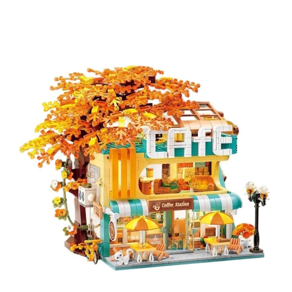 ชุดตัวต่อบล็อกร้านกาแฟฤดูใบไม้ร่วงใหม่ MOC 2026 ของเล่นสร้างสรรค์ร้านน้ำดื่มสำหรับเด็ก ของขวัญวันเกิดและวันหยุด