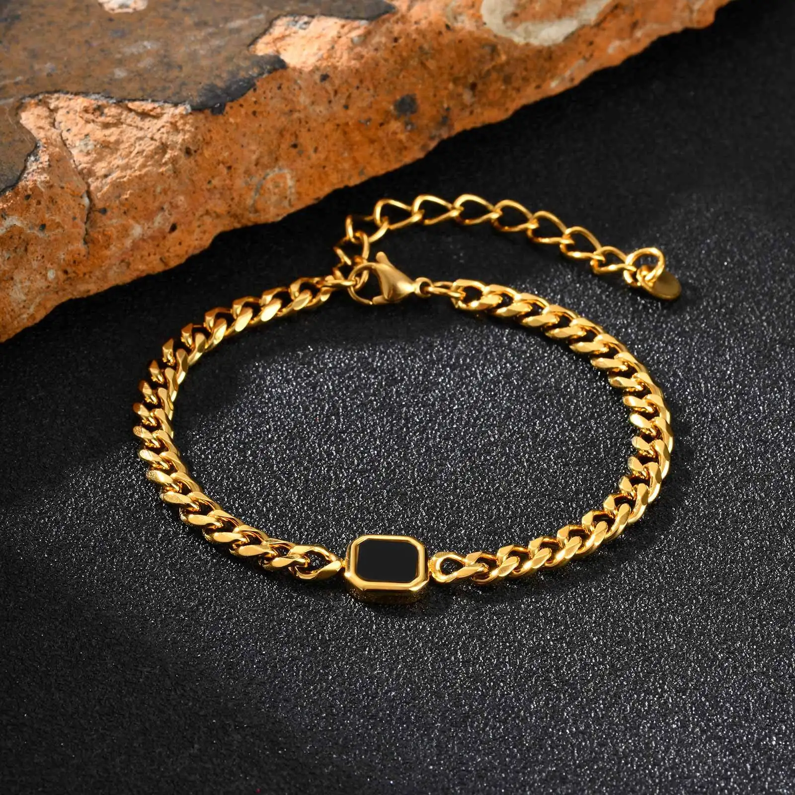 Stylish Men's Chain Bracelet,Hip Hop Stainless Steel Cuban Chain Wristband,Jewelry Gift for Father Son Husband BBF