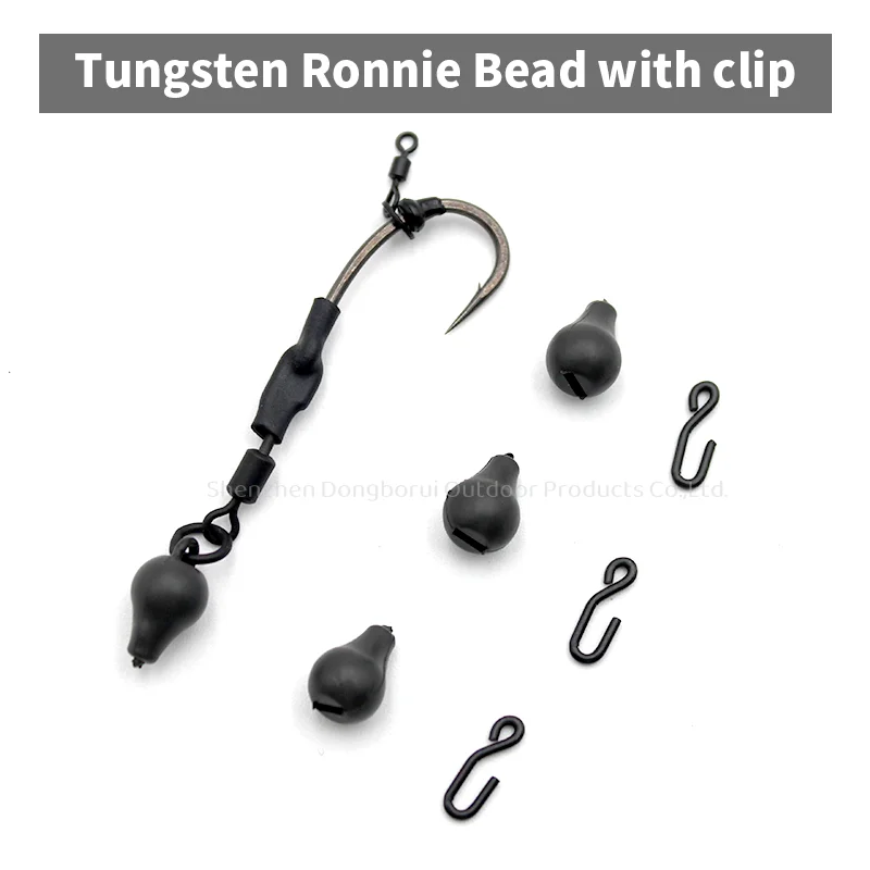 6 Sets Karpfenangel-Zubehör Tungsten Ronnie Bead 0,4g mit Clip Schnellwechsel für Chods und Spinner Rigs Karpfenangel-Ausrüstung