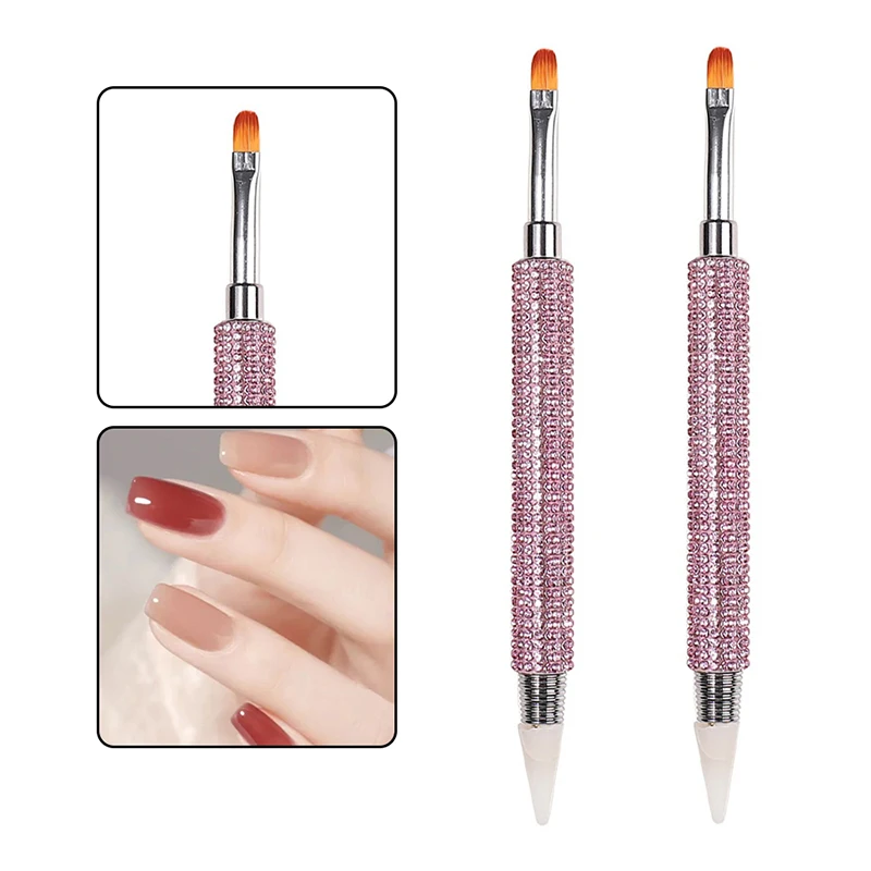 Pennello per unghie con penna per trapano a punta in cristallo a doppia testa 2 IN 1 Penna colorata con filo metallico Strass Gemma Dotter Trapano fai da te Strumenti per nail art