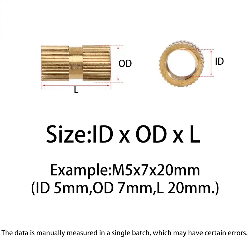 M1.4 M1.6 M2 M2.5 M3 M4 M5-M10 Brass Heat Insert Nut Hot Melt Nutinsert Thread Knurled Double Twill Embedment Nuts 3D Printer
