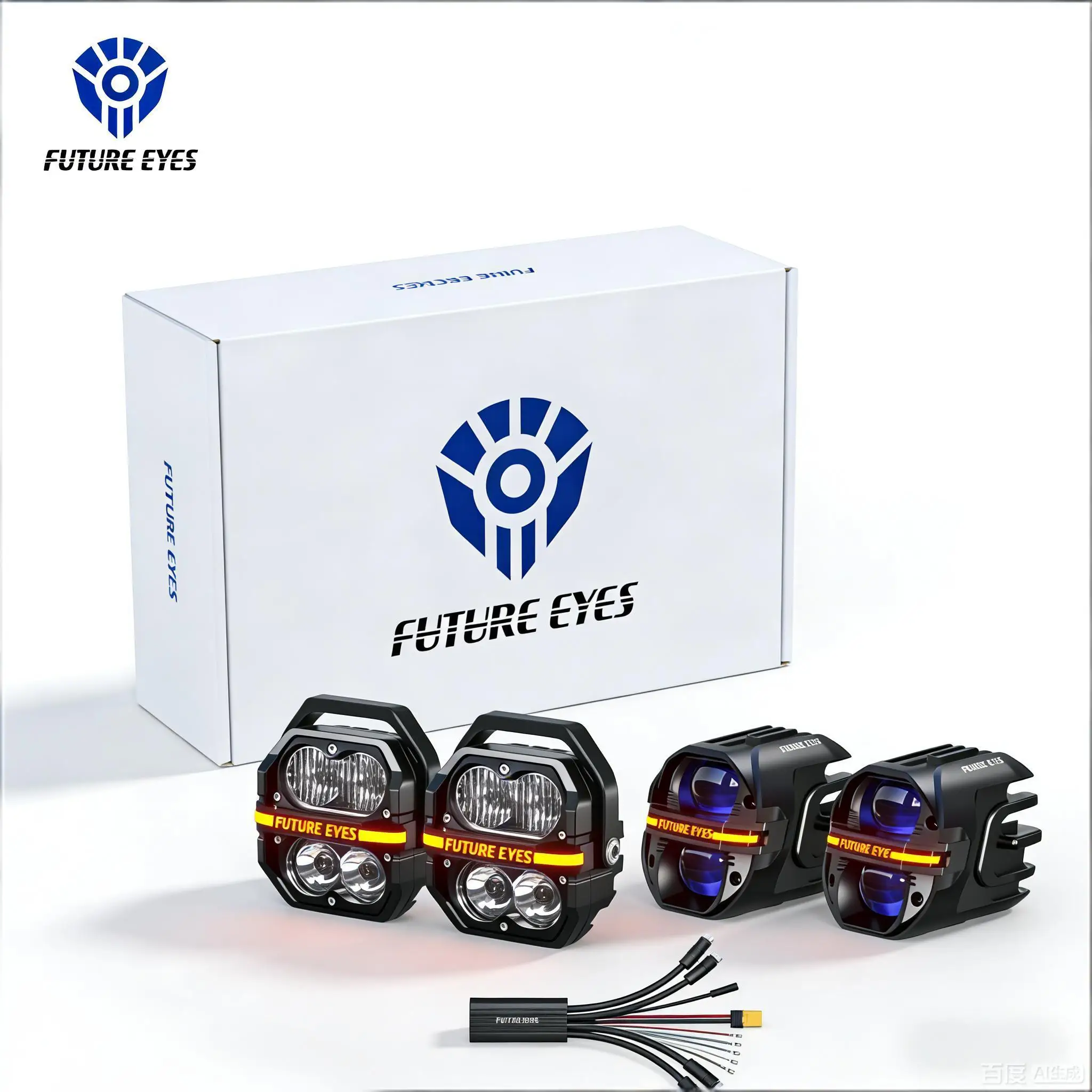 Future Eyes Galaxy 2 Pairs Kit X80 Z4, 300w Motorcycle Fog Lights Kit, LED Motorcycle Auxiliary Driving Lights for Night Riding