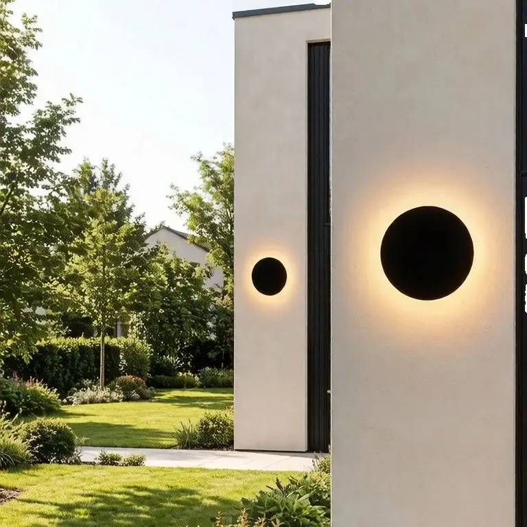 Nordic Minimalist Round LED Wall Light, Waterproof Outdoor & Indoor Sconce, Modern Villa Decor for Corridor, Entrance, Porch