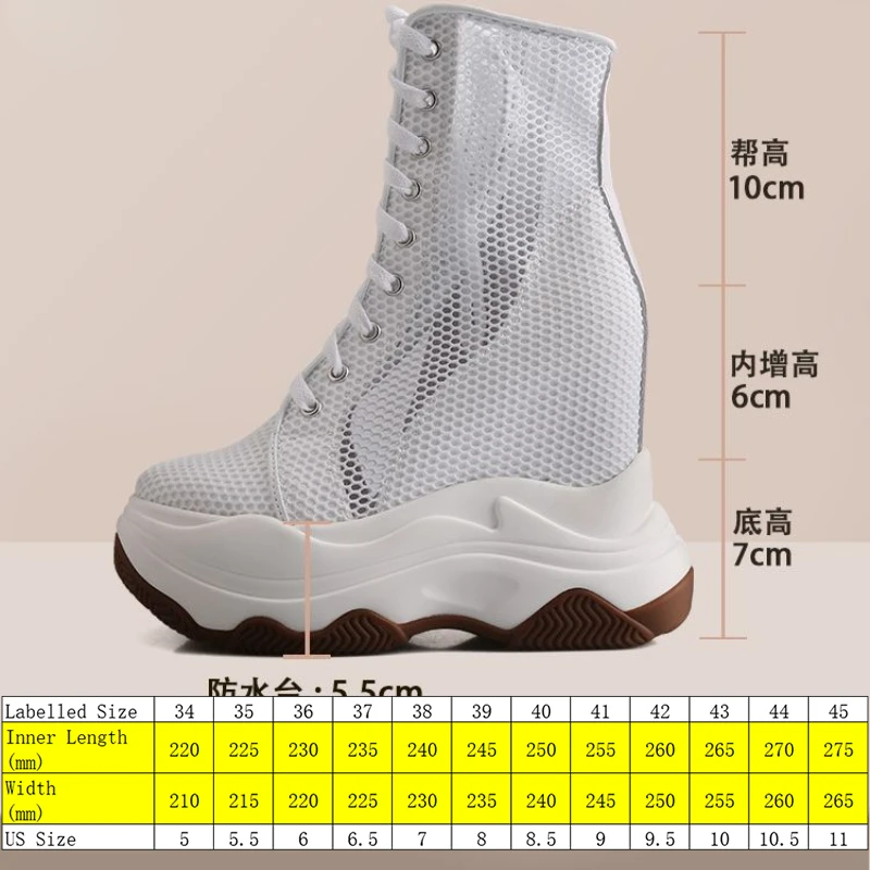 Fujin 13cm 2024 Air Mesh Hollow Genuine Leather Casual Sneakers Summer Sandals Breathable Chunky Sneakers Platform Wedge Shoes