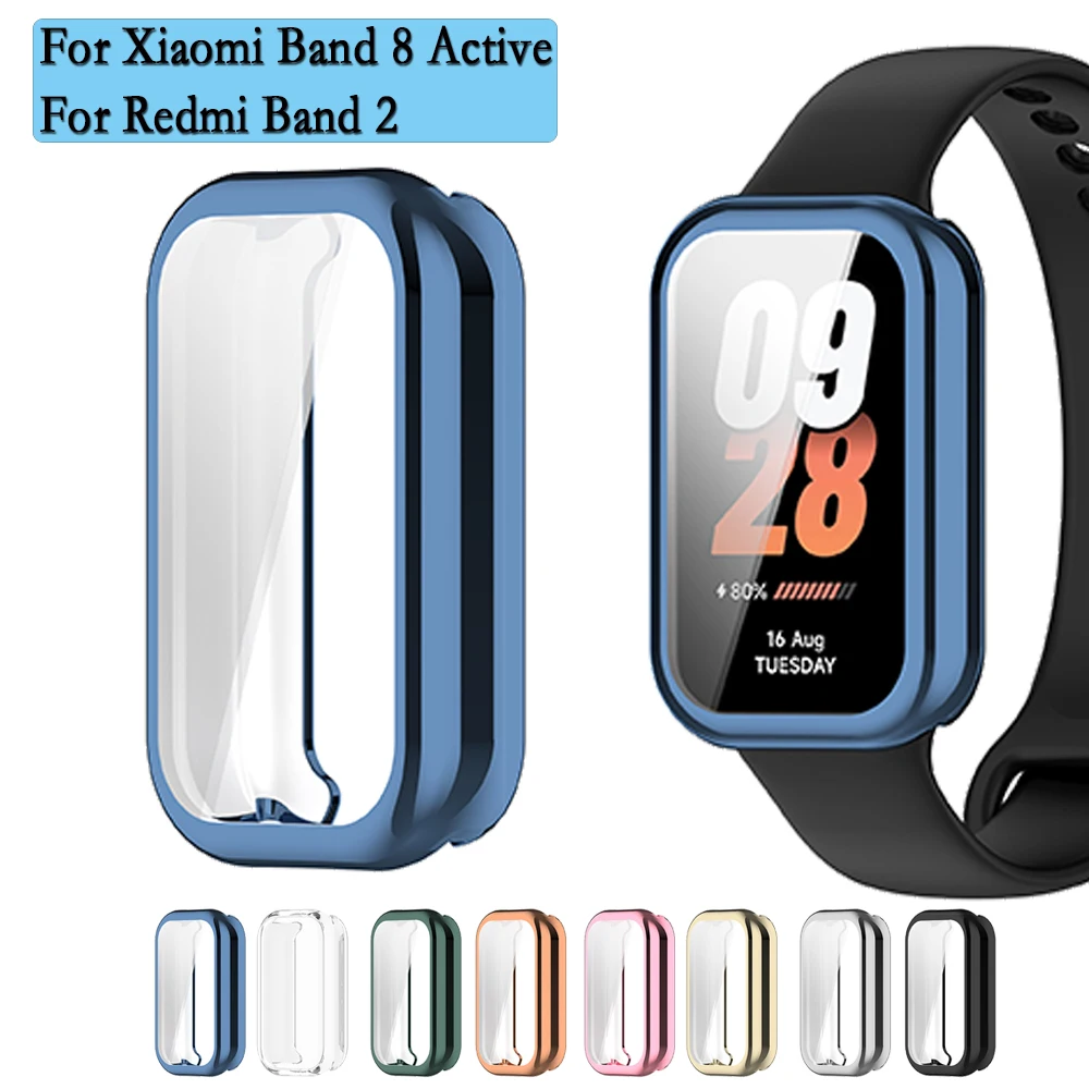 For Xiaomi Band 8 Active TPU Cover Case Accessories Protector Full Coverage With Screen Protection For Redmi Band 2