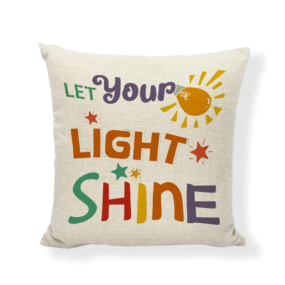 Colorful and interesting words throw pillow covers with digital printing of short plush fabric Car-shaped sofa cushion