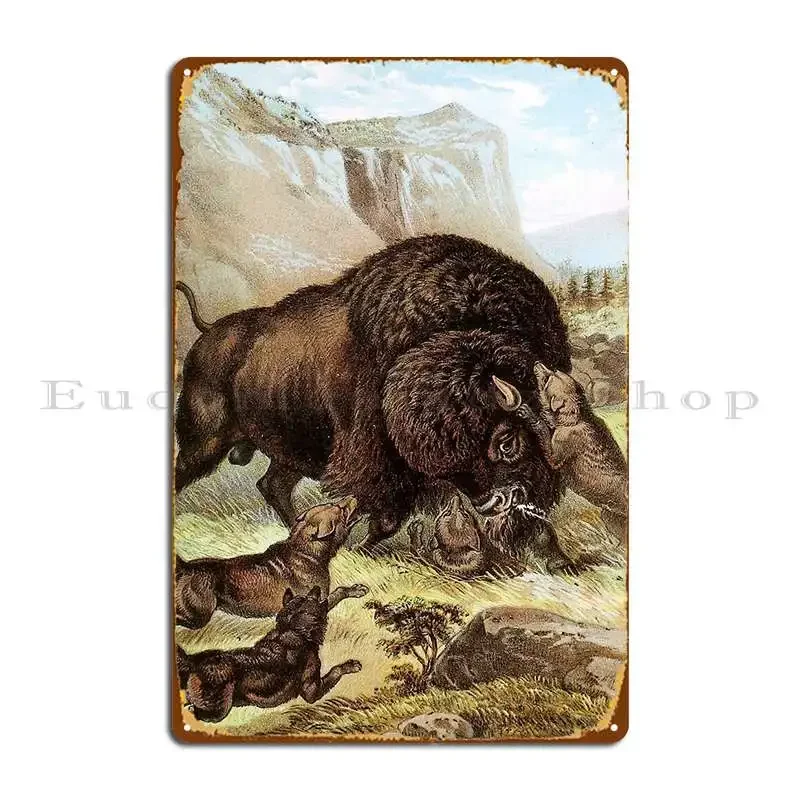 American Buffalo Hunted Metal Plaque Poster Wall Decor Club Designs Cave Pub Tin Sign Poster