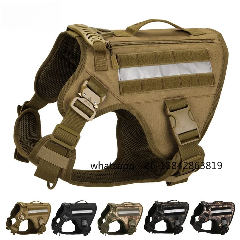 Outdoor Tactical Dog Vest, Metal Buckle Reflective Dog Clothing, Large Pet Training Camouflage