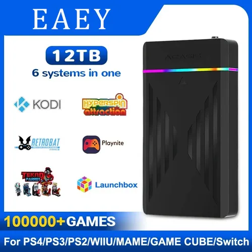 EAEY 12TB ゲーム HDD Hyperspin Launchbox Retrobat Playnite 10K+ レトロビデオゲームコンソール PS3/PS2/PS/Wii/WIIU/SWITCH 用