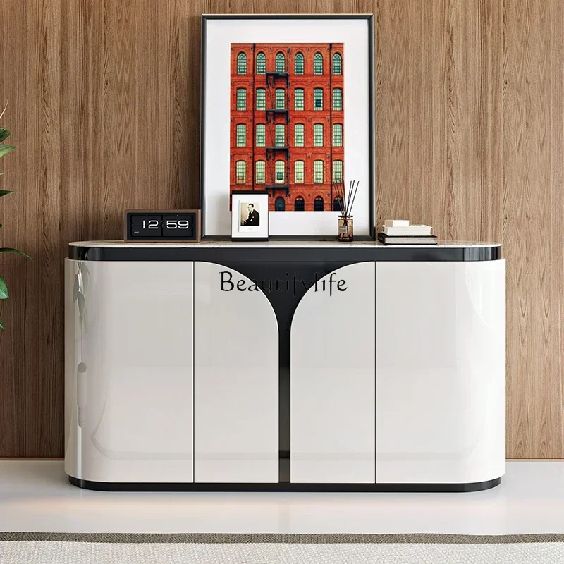 

FG11Italian light luxury dining side cabinet entry porch cabinet post-modern paint door hall storage is simple