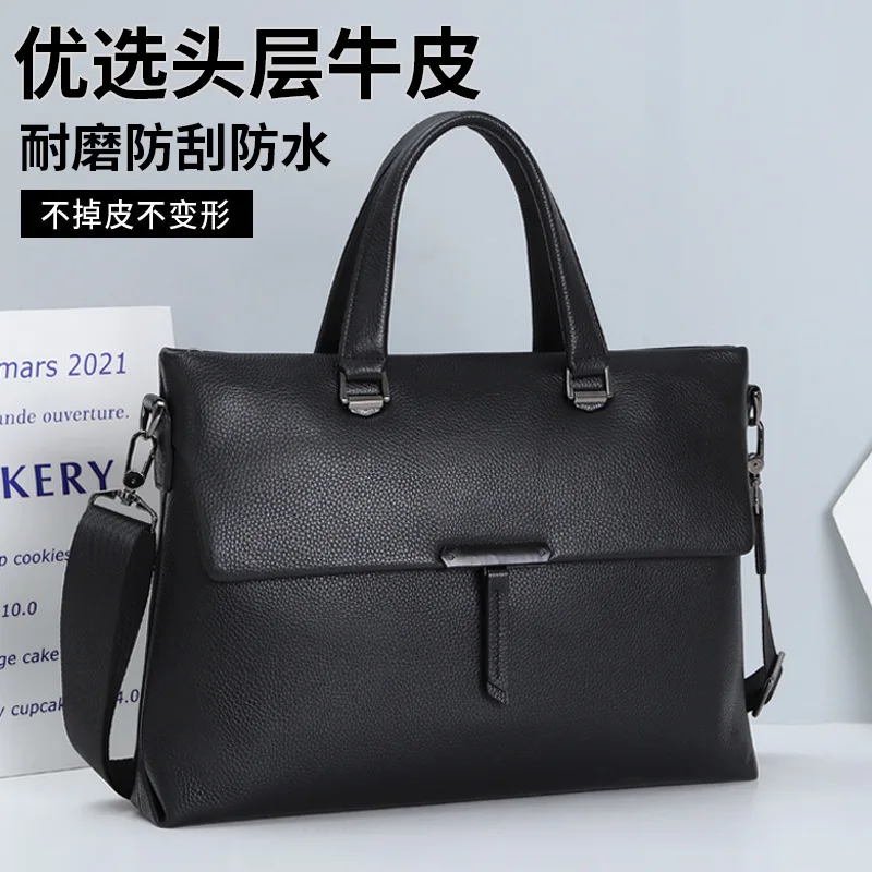 Business Handbag Genuine Leather Briefcases Men High-end Luxury Casual Laptop Bag Top Layer Cowhide Briefcase Men's Style