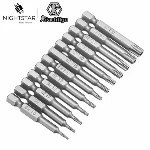 T5 T6 T7 T8 T9 T10 T15 T20 T25 T27 T30 T40 Torx Cacciavite Bit Set Esagonale di Sicurezza Magnetico Testa 1/4 "Hex Shank Drill Bit