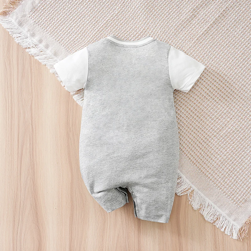 Newborn Baby Baseball Clothes 0 3 6 9 12Months Boston Cotton Short Sleeve Footies Toddler Boy Clothes Kids Jumpsuit gray pajamas
