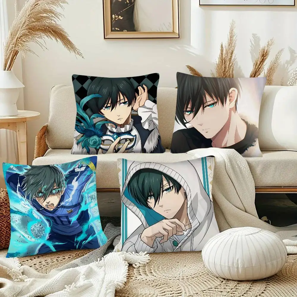 Rin Itoshi Blue Lock Anime Pillow Case Fashion Square Pillowcase Bedroom Sofa Room Ins Decoration Leisure