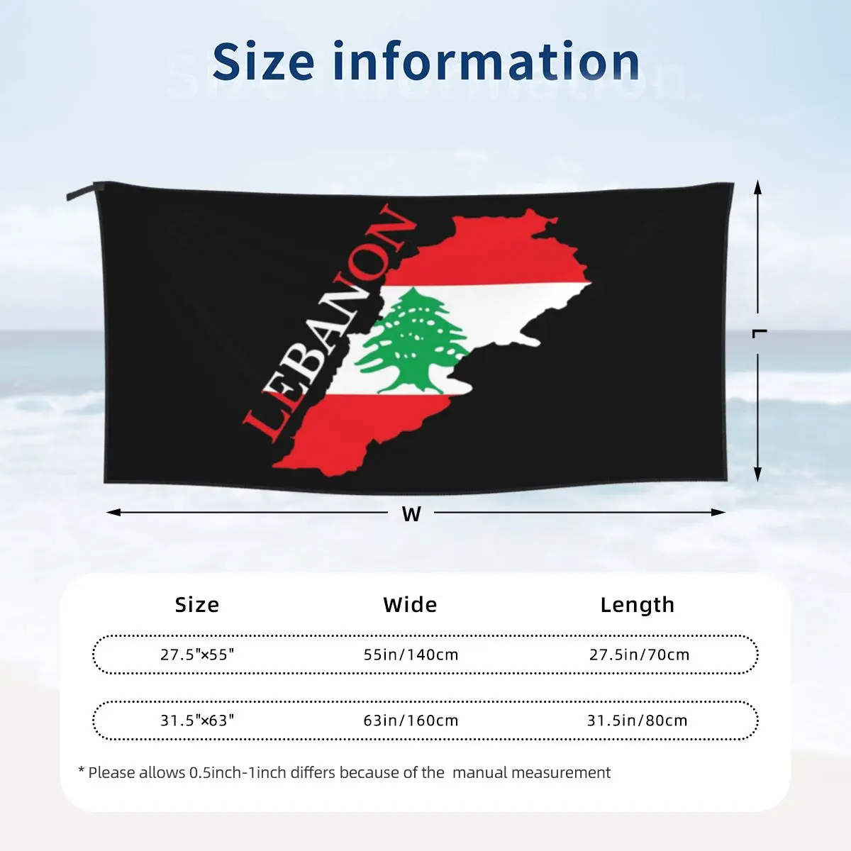 Lebanon Flag Map Beach Towel Soft Microfiber Quick Dry Absorbent Quick Towels For Bath