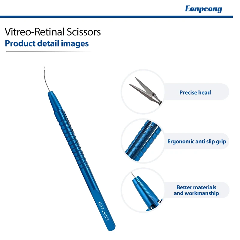 Vitreo-Retinal Scissors 23G Curved Tip Titanium Vitrectomy Scissors Ophthalmic Retina Microsurgery Instrument
