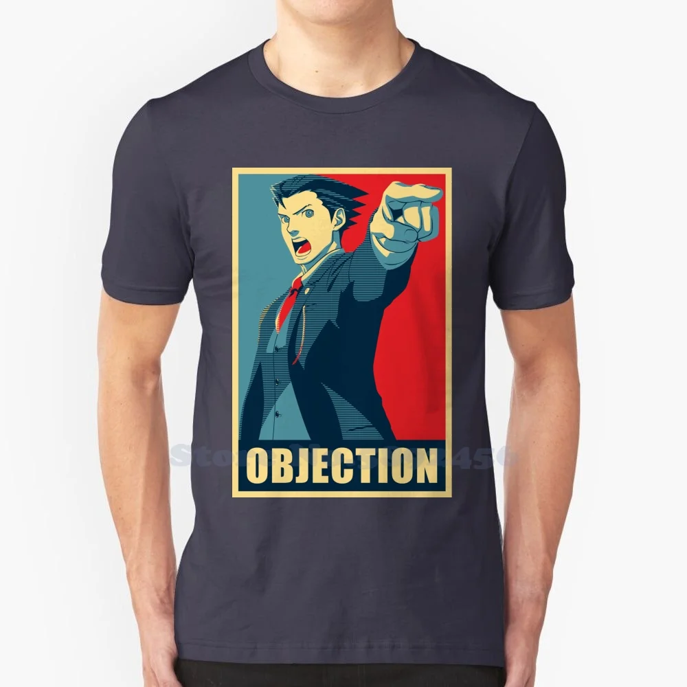 Objection 100% Pure Cotton T-Shirt Phoenix Wright Objection Mile Edgeworth Apollo Justice Maya Fey Video Games Gaming Gamer Pop