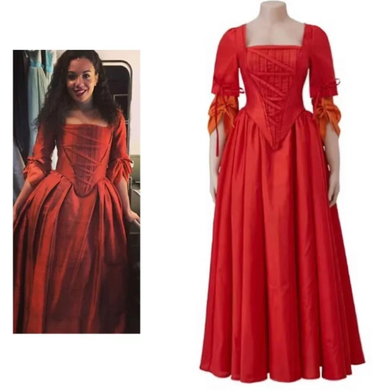 Musical Rock Opera Maria Reynolds Cosplay Costume Red Ball Gown Women Rococo Stage Performance  Dress