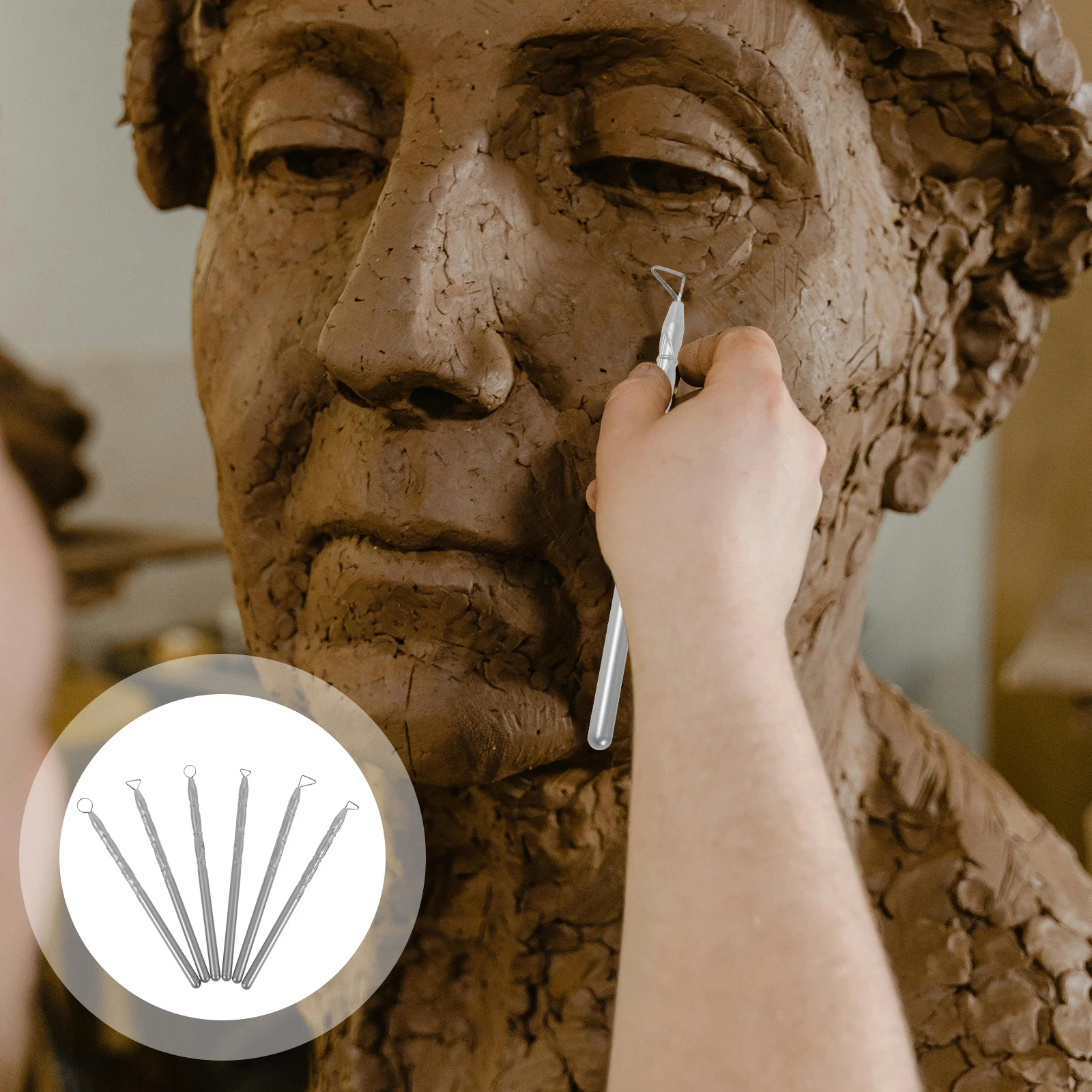 

6Pcs Clay Sculpting Tool Professional Polymer Clay Scraping Carving Sculpture Supplies Pottery Handle Tool Ceramic Art Tools