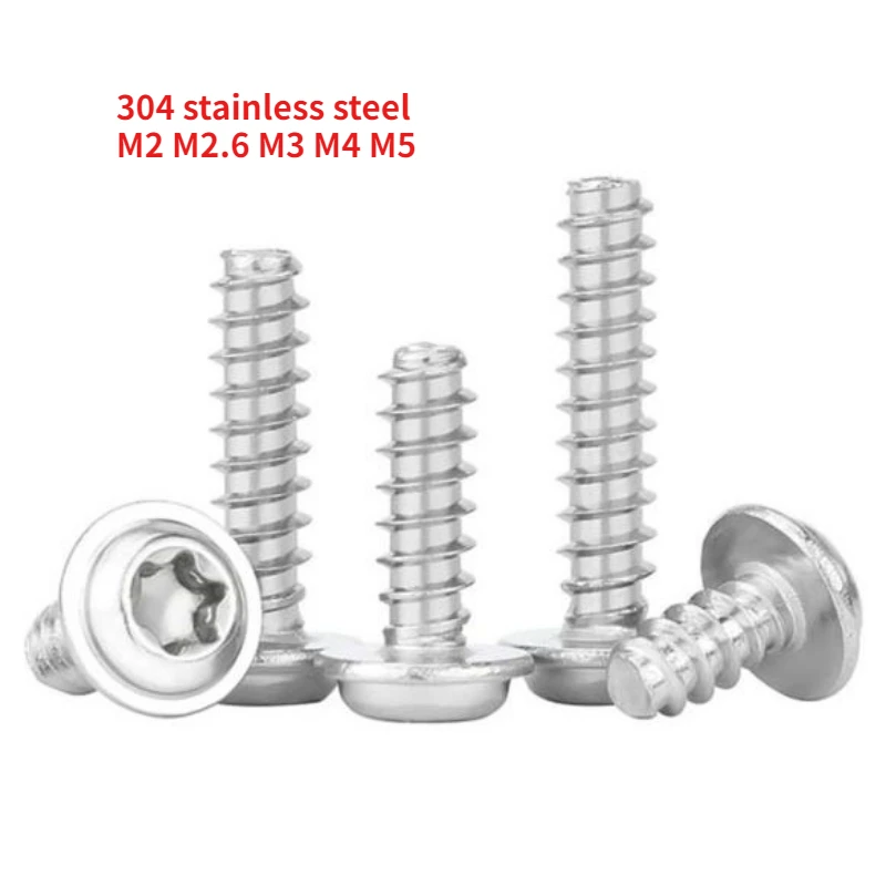 

40-500 шт. M2 M2.6 M3 M4 M5 304 из нержавеющей стали с цилиндрической головкой плюс-цветный Torx с подушкой Саморез Противоугонный винт