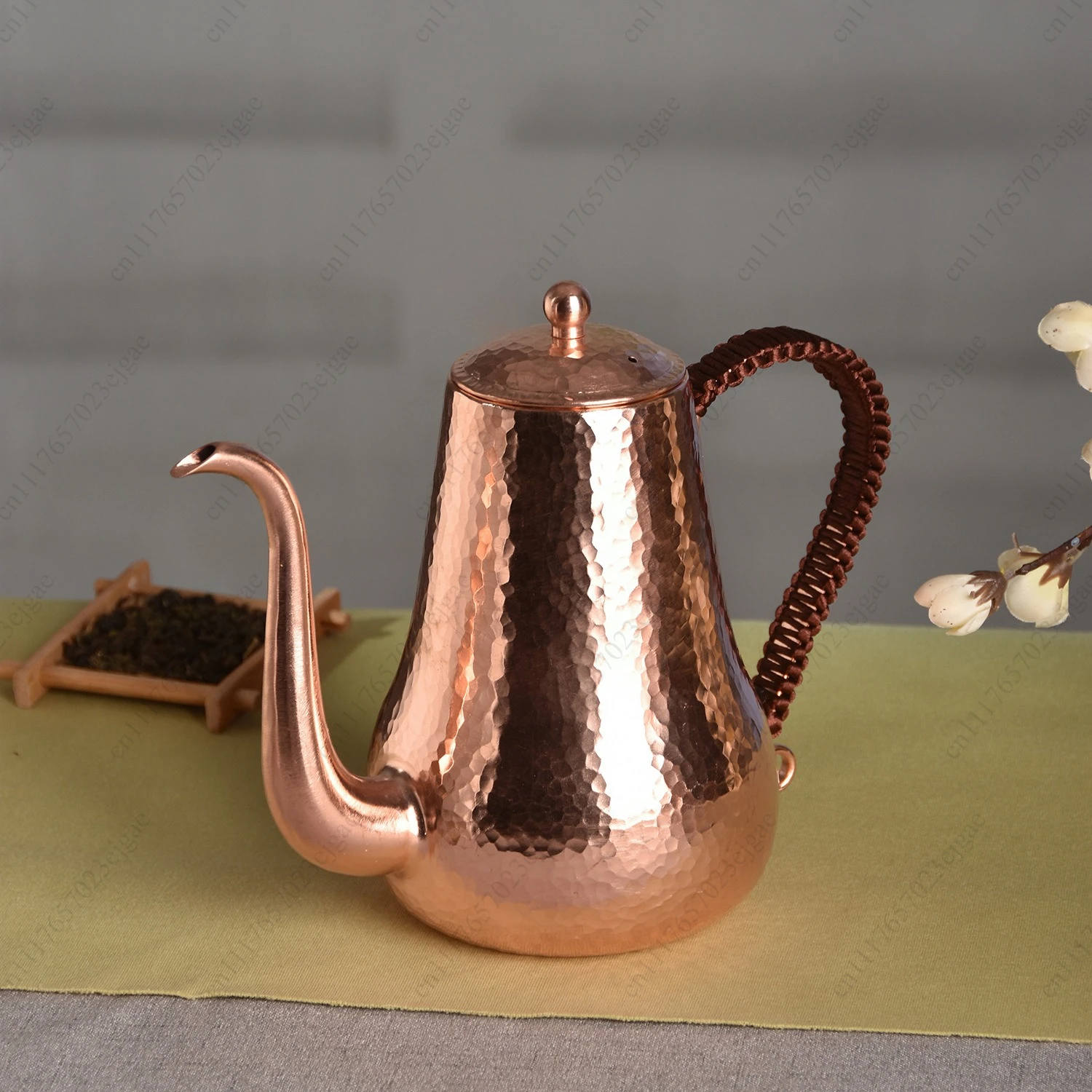 Copper Kettle Pot Fine Mouth  Pure Handmade Hammer Pattern Kettle Crane Mouth Coffee Water Pot 1 Liter Kitchen Pot