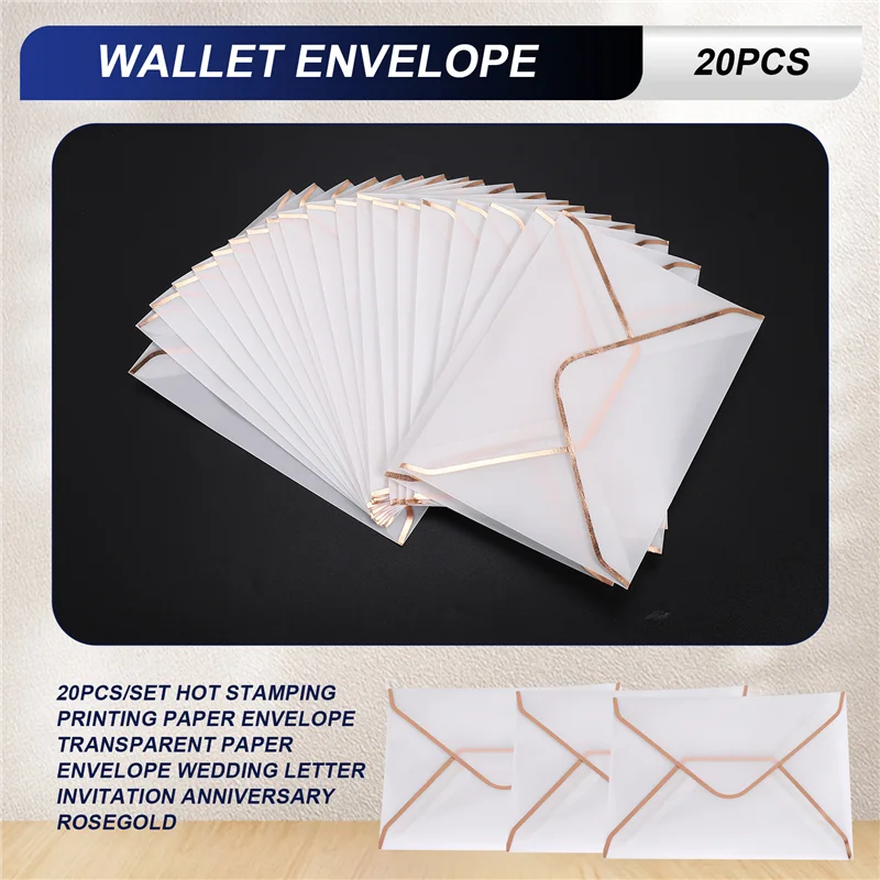 

Superior-20Pcs/Set Hot Stamping Printing Paper Envelope Transparent Paper Envelope Wedding Letter Invitation Anniversary