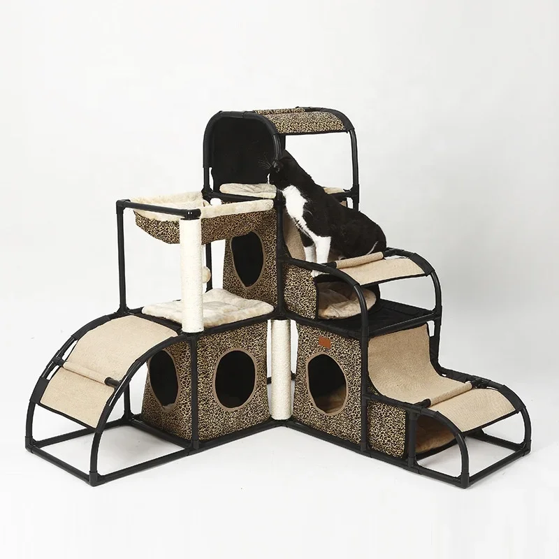 Luxury Sisal Priced Cat Activity Condo Tree Tower Modern House Diy Furniture Cat Scratcher Tree House