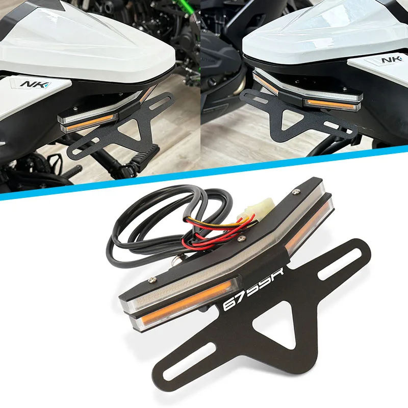 For 675SR 675SR-R 675NK 500SR 2024-2026 Motorcycle Folding License Plate Frame Short Tail Tidy Integrated Rear Light Turn Signal