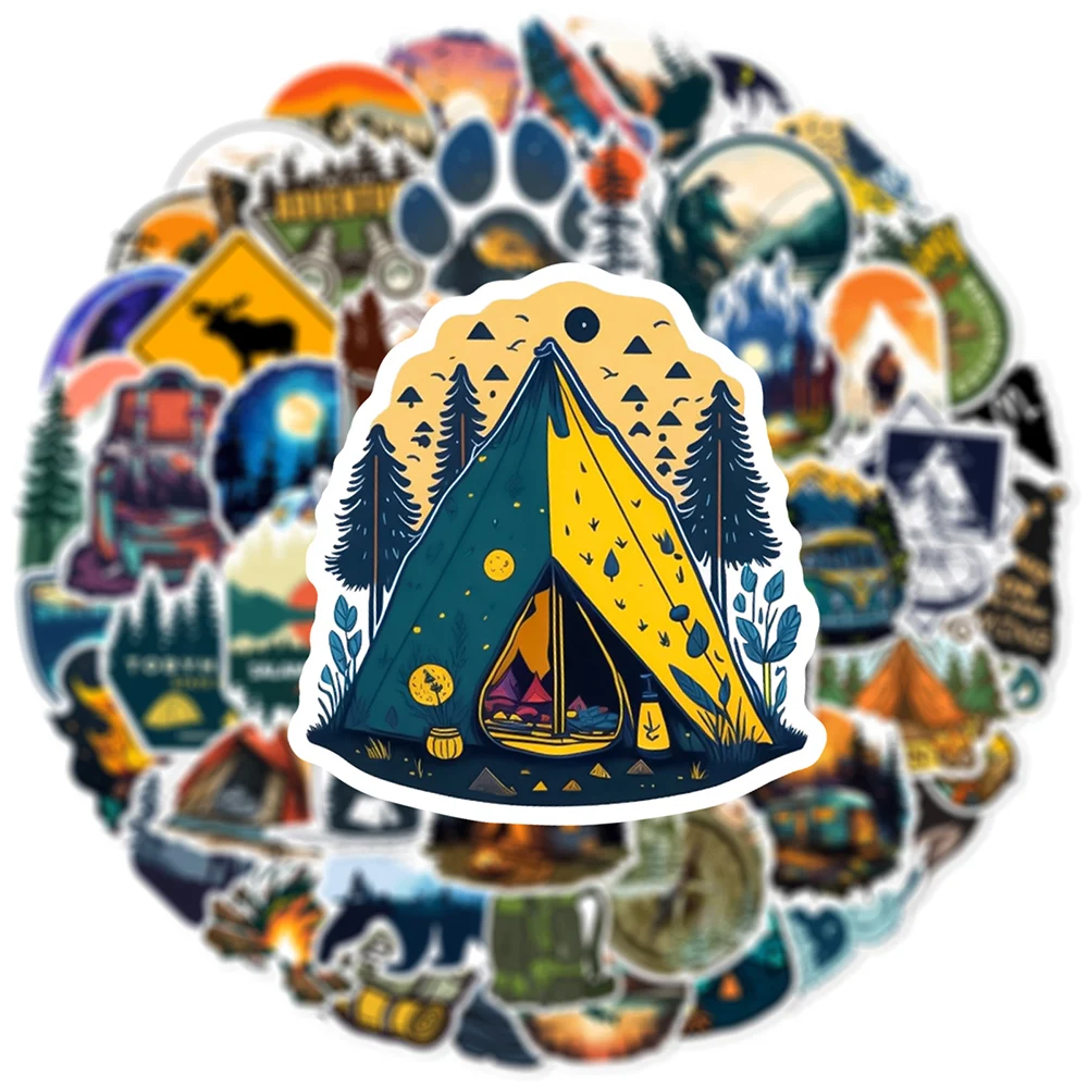 10/30/50pcs Outdoor Hiking Camping Stickers Cartoon Decal Toys Graffiti Skateboard Phone Laptop Car Bike Waterproof Cool Sticker