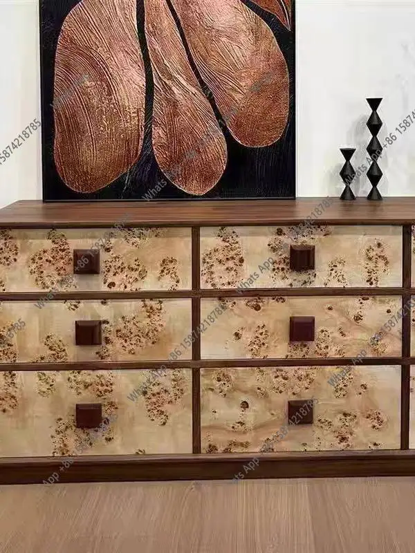 

Rt Medieval Retro Solid Wood Tree Tumor Storage Porch Cabinet Designer Creative Art Dining Side Cabinet Bedroom Storage
