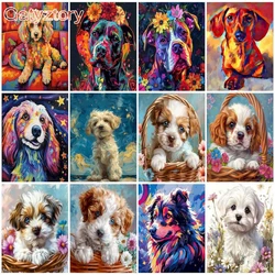 CHENISTORY DIY Painting By Numbers Animal Dog Oil Paint By Numbers On Canvas Frameless Digital Hand Painting Living Room Wall Ar