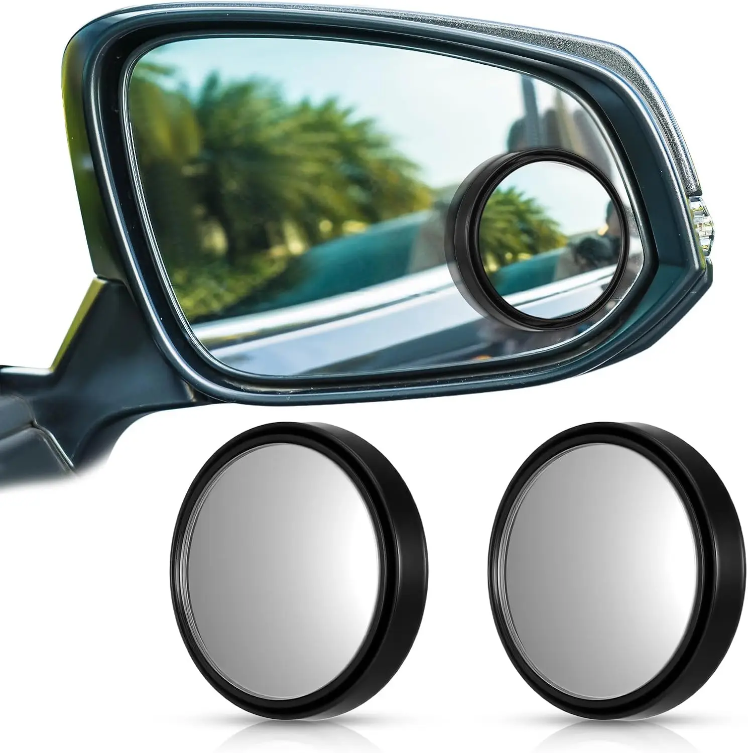 2Pc Car Blind Spot Rear View Mirror Wide Angle 360 Degree Adjustable Safety Driving Car Reverse Auxiliary Rearview Convex Mirror