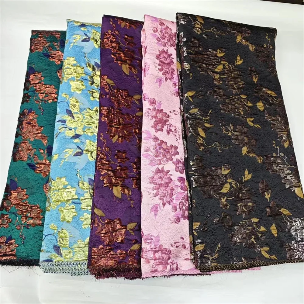 Pink African Jacquard Brocade Luxury Fabric Latest Floral Damask Dress Material Nigerian Gilding Lace Brocard Tissu 5 Yard DJB85