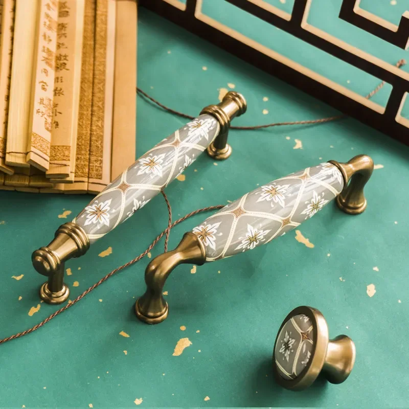 Chinese Style Modern Minimalist Cabinet Door Drawer Ceramic Handle American European Style Drawer Cupboard Wardrobe Door Handle
