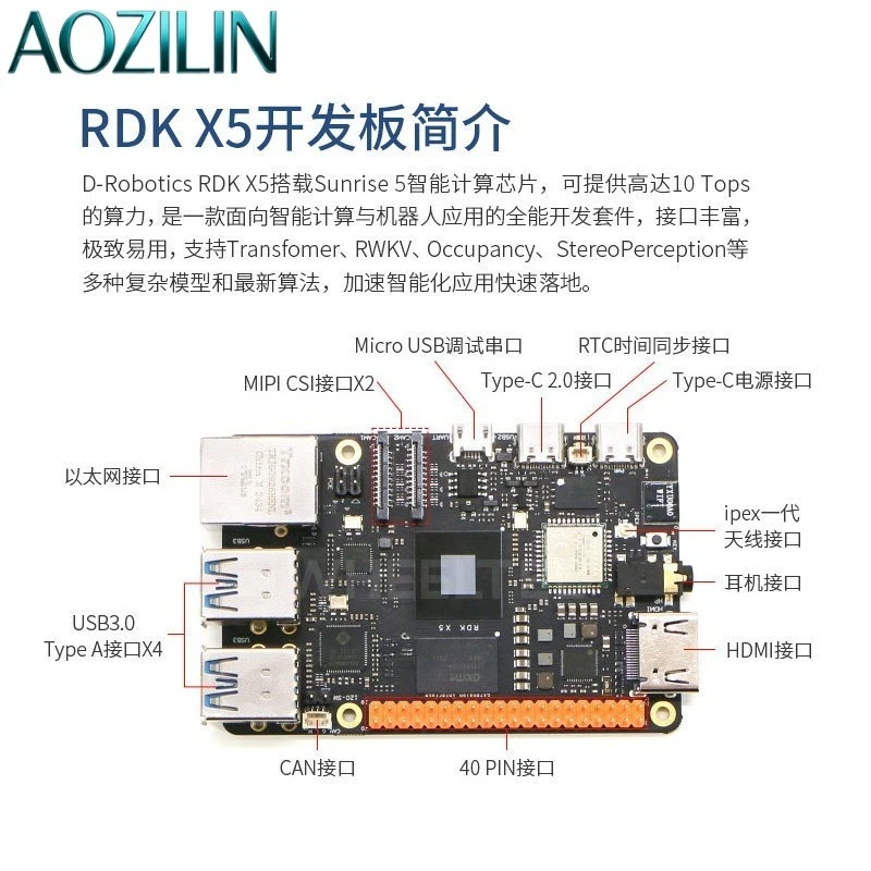 AOZILIN Robot AI Development Board Kit RDK X5 4GB