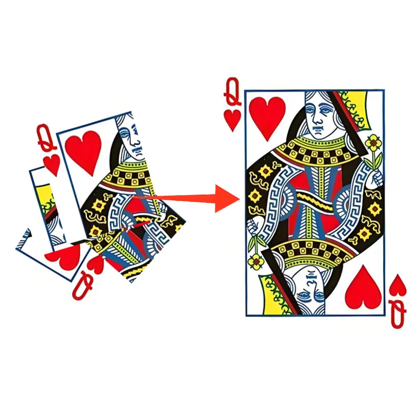 Queen Restored Card Magic Trick Broken Card Restore Close-up Poker Magic Prop Street Stage Mentalism Magic Accessories Toy
