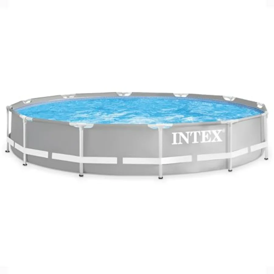 Above Ground Swimming Pool for backyard use, steel frame with SuperTough puncture-resistant liner, gray finish, rust-resistant