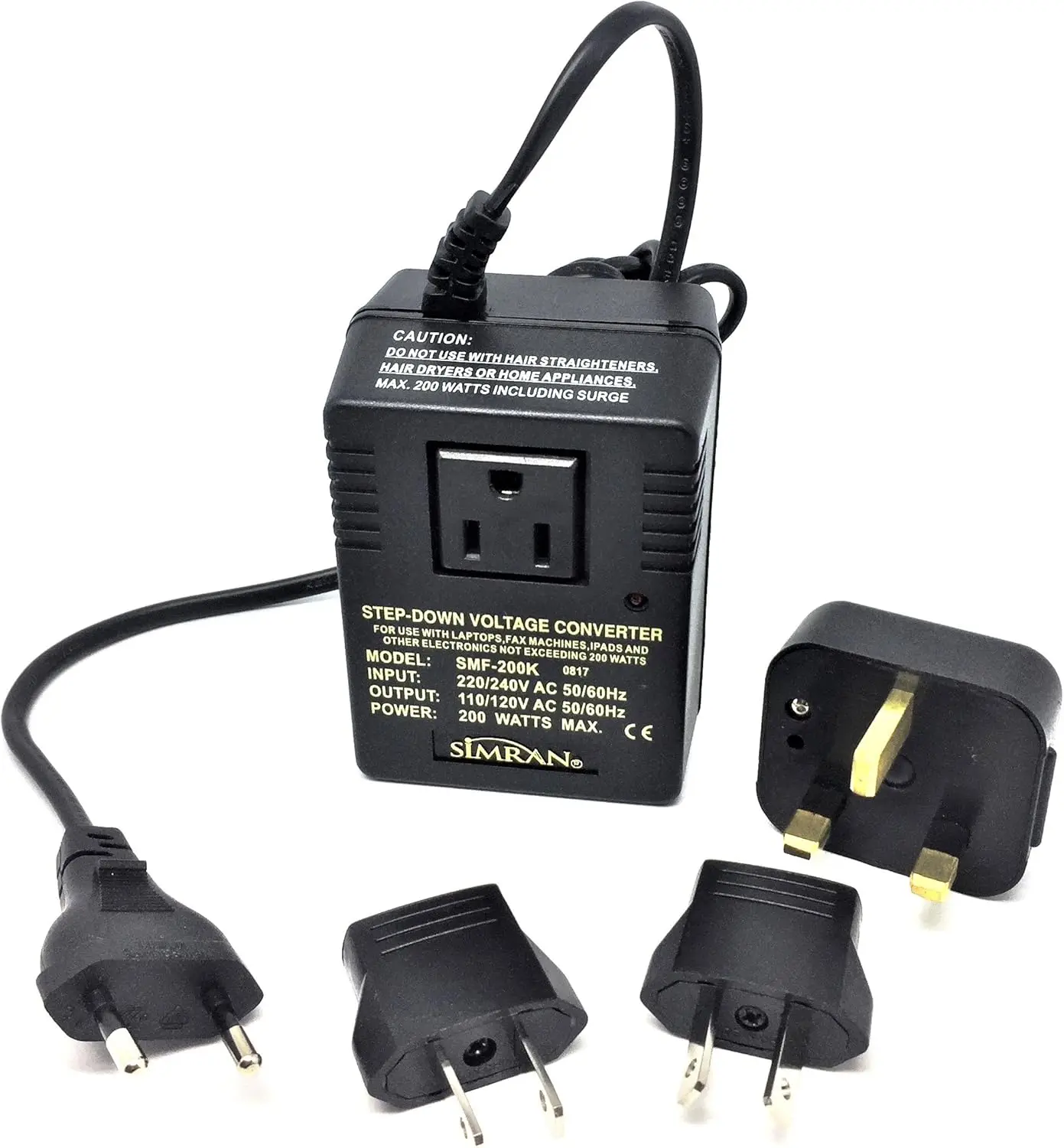 

International Travel Voltage Converter/Adapter Kit Ludes 220V To 110V Deluxe Step Down Converter And Eu/Uk/Au/Us Pter Plugs,