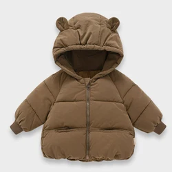 2 3 4 5 6 Years Baby Boys Jacket Winter Autumn Solid Color Thick Keep Warm Down Hooded  Outerwear For Girls Casual Cotton Coats