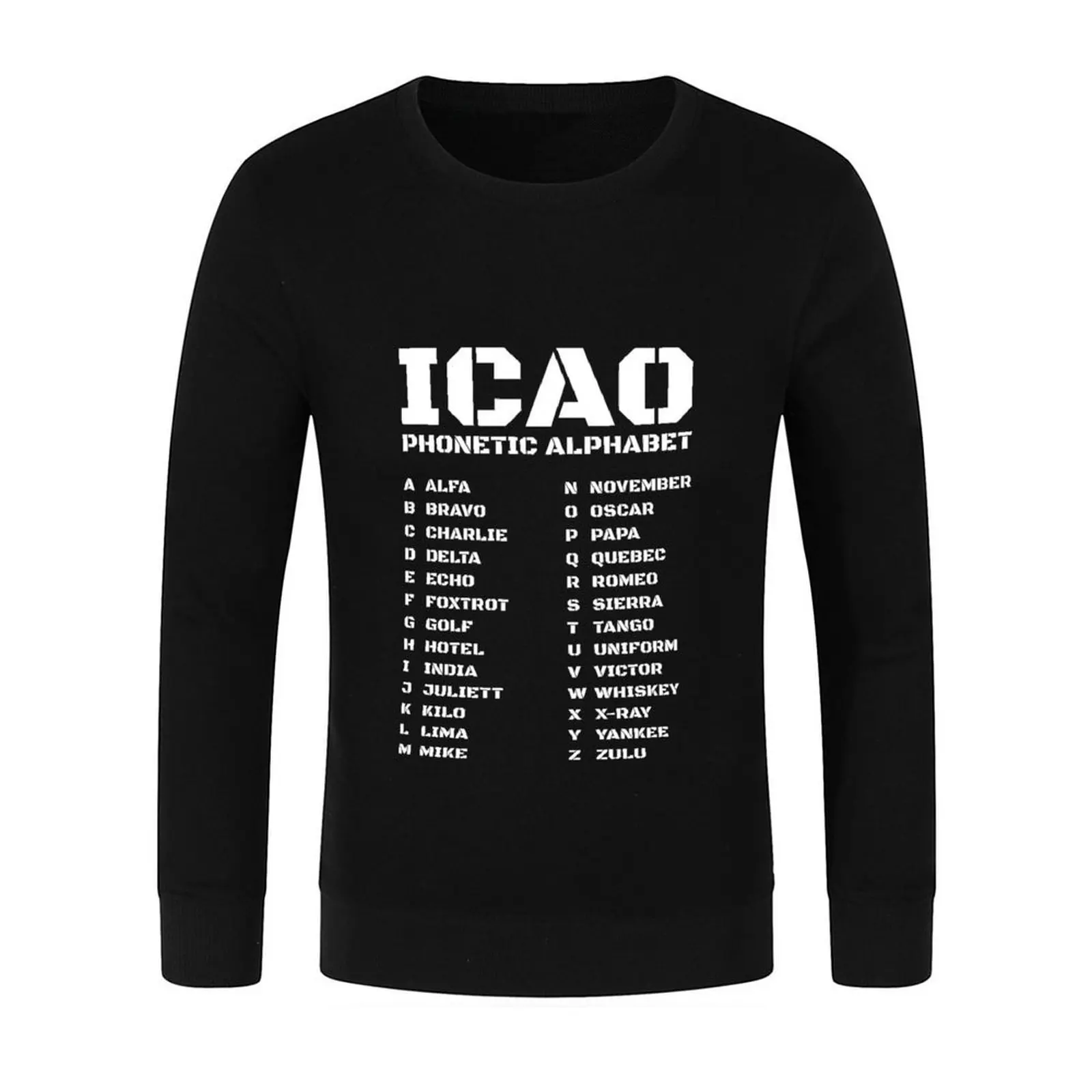 ICAO الأبجدية الصوتية لمحبي الطيران البلوز رياضية الرجال الجرافيك تي شيرت الرجال الرجال ارتداء رياضية البلوز