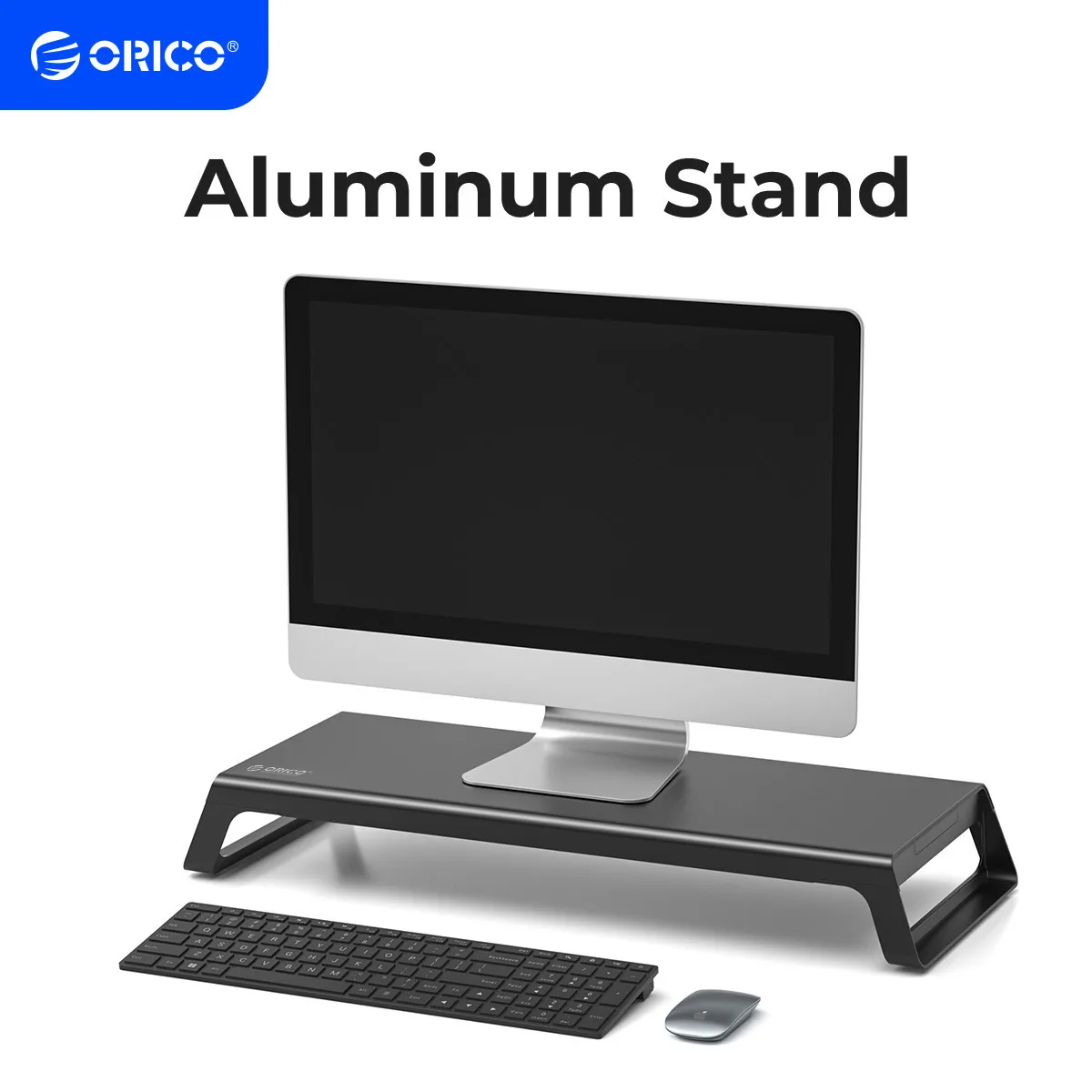 

ORICO Aluminum Monitor Stand Riser Wood Computer Universal Desktop Holder Bracket Organizer for PC Laptop MacBook Home Office